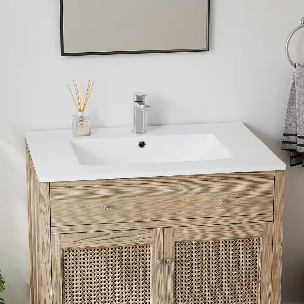 Dayton 31 In. W X 22 In. D Vitreous China Vanity Top in White with Single Faucet