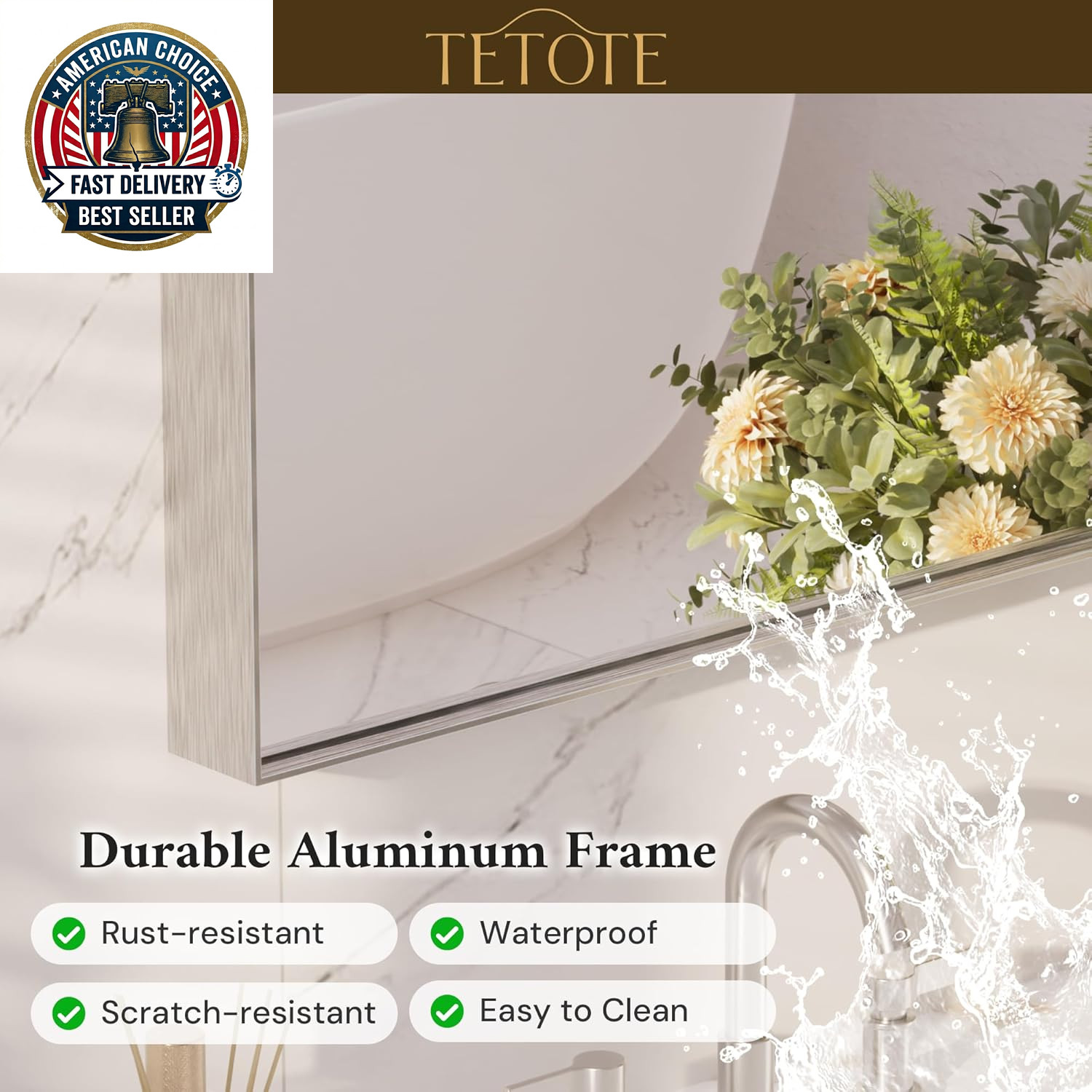 Brushed Nickel Bathroom Mirror 24″ X 32″ Vanity Mirror for over Sink Brushed Nic