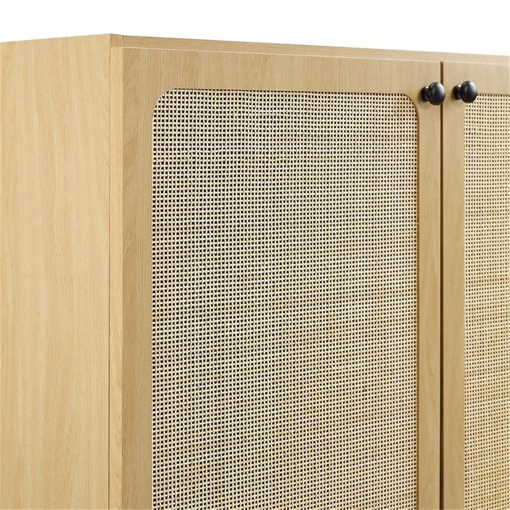 Modway Chaucer 36″ Wood & Rattan Bathroom Vanity Cabinet in Oak