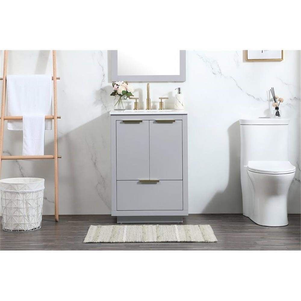Elegant Decor Blake 24″ Aluminum Alloy MDF Single Bathroom Vanity in Gray