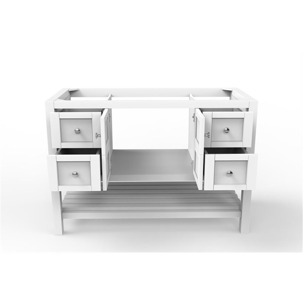 Bowery Hill Modern 48″ White Wood Vanity Base with Chrome Handles