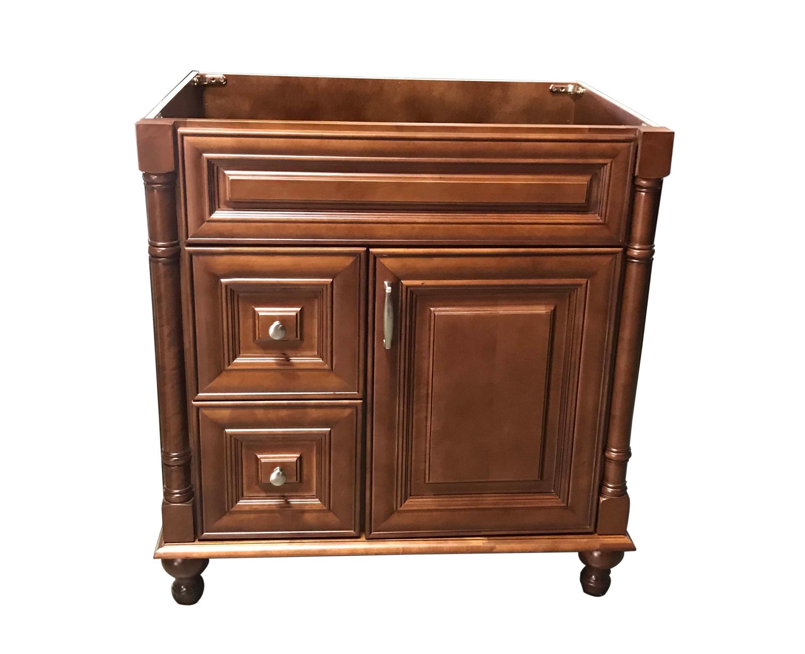 30″ Maple Walnut Single Bathroom Vanity Base Cabinet 30″ W x 21″ D x 32″H