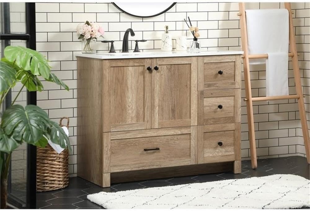 Elegant Lighting VF2842NT 42 inch Single Bathroom Vanity in Natural Oak