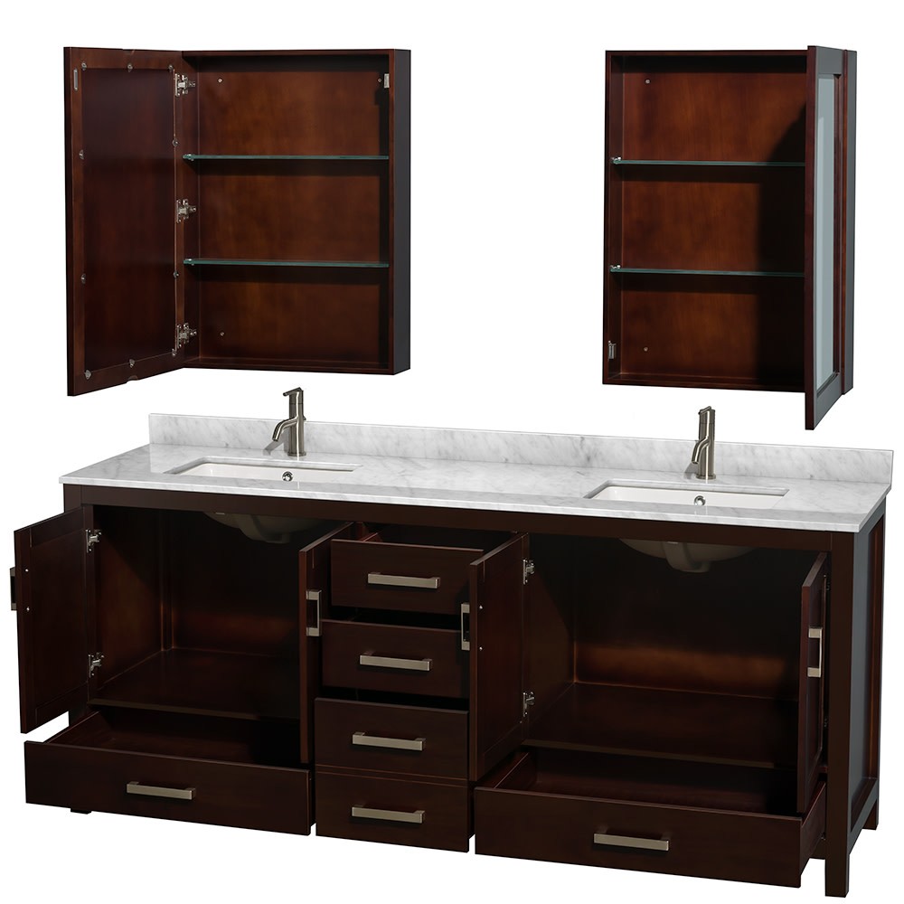 Wyndham Collection WCS141480DUNSMED Sheffield 80″ – Espresso / White Carrara