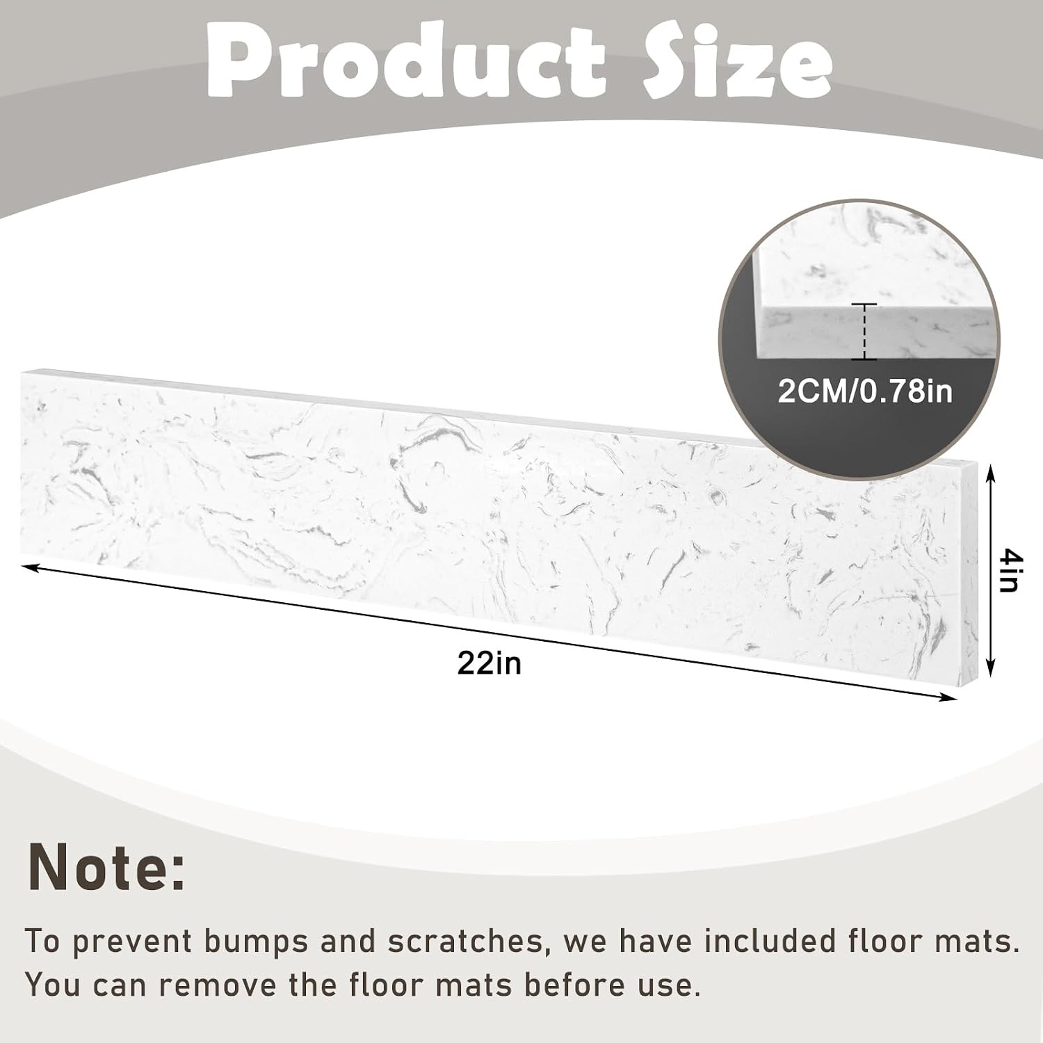 Reallnaive 22×4 Carrara White Marble Vanity Side Splash Engineered Stone