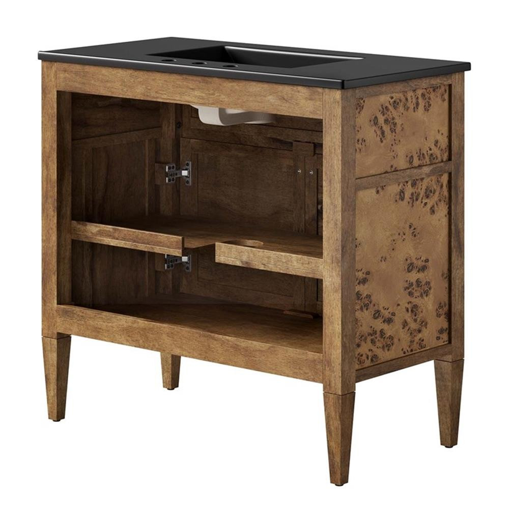 Modway Elysian 36″ Modern Wood Bathroom Vanity in Black and Brown