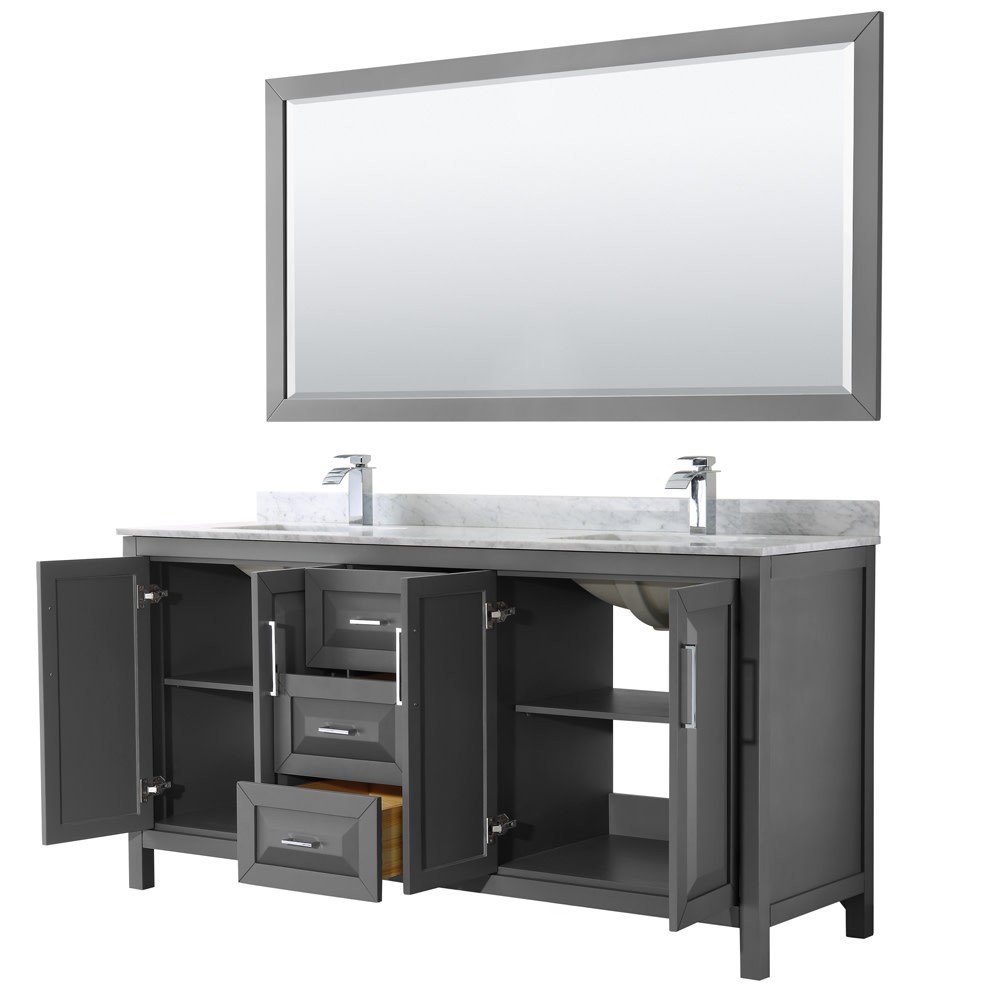 Wyndham Collection WCV252572DUNSM70 Daria 72″ – Dark Gray / White Carrara Marble