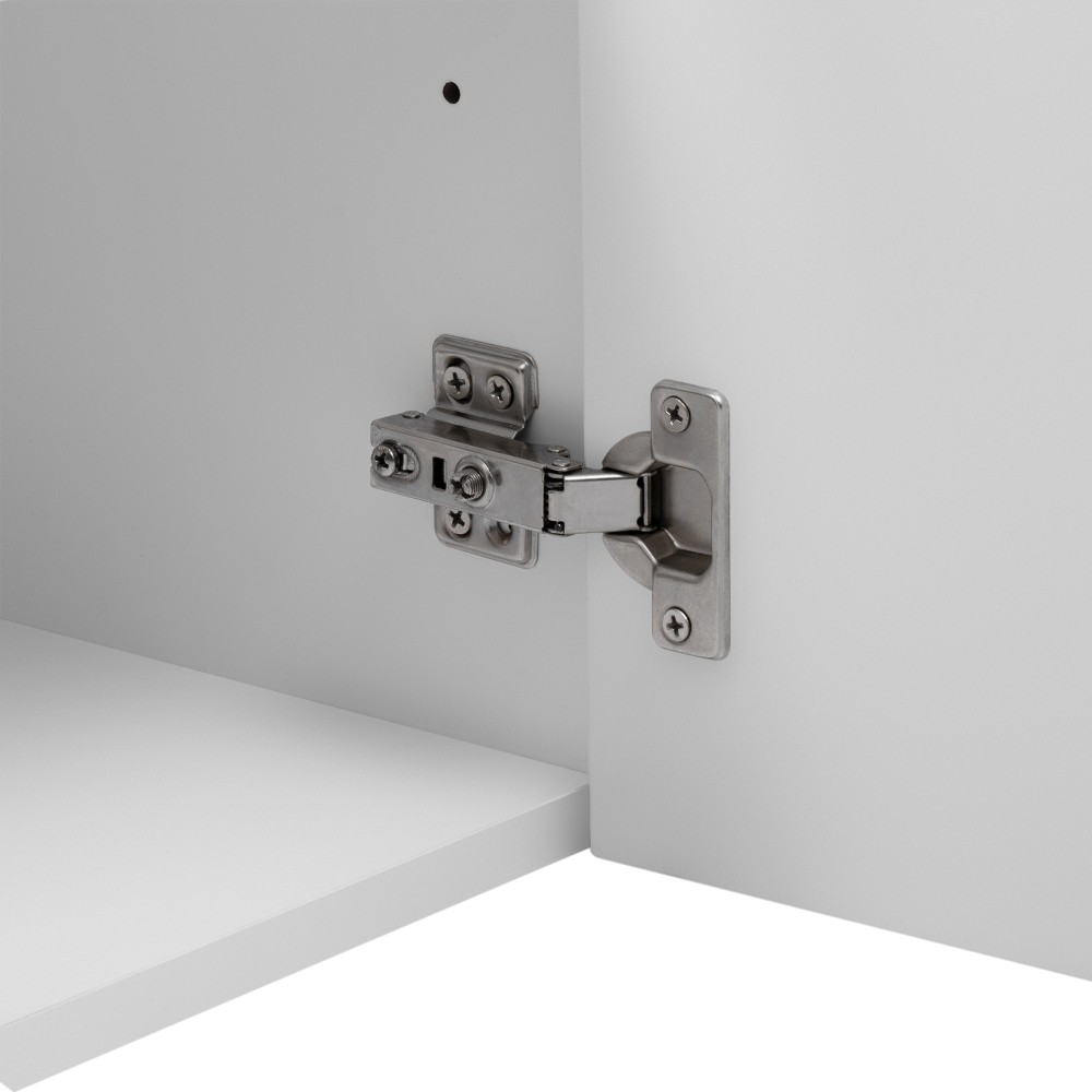 Bathroom Vanity W Ceramic Sink Three-Hole Mounting Features Two Soft-Close Doors
