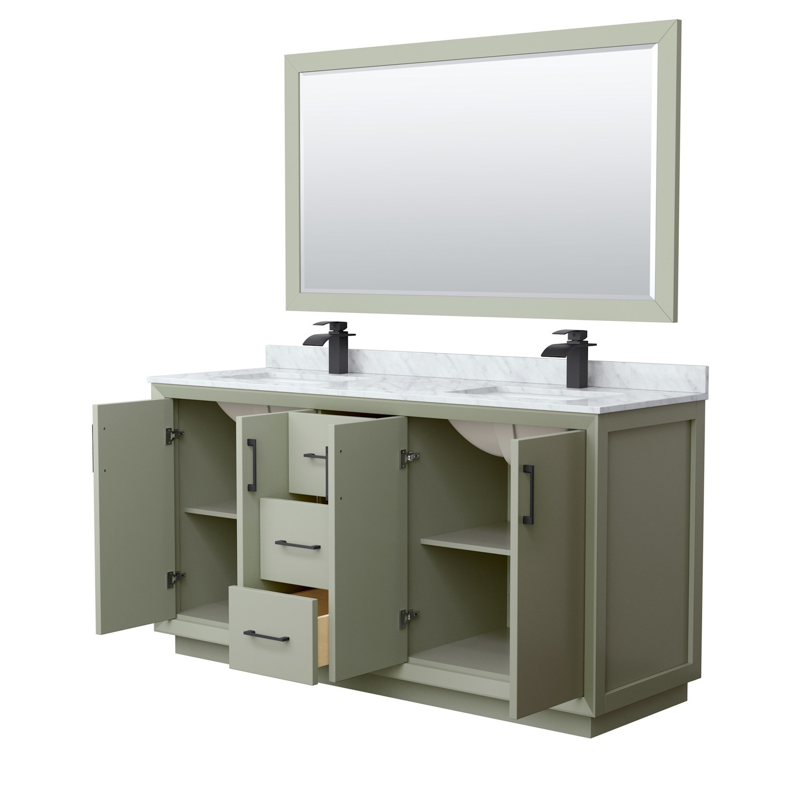 Wyndham Collection WCF414166D-NAT-UNSM58 Strada 66″ – Dark Gray / Brushed Nickel