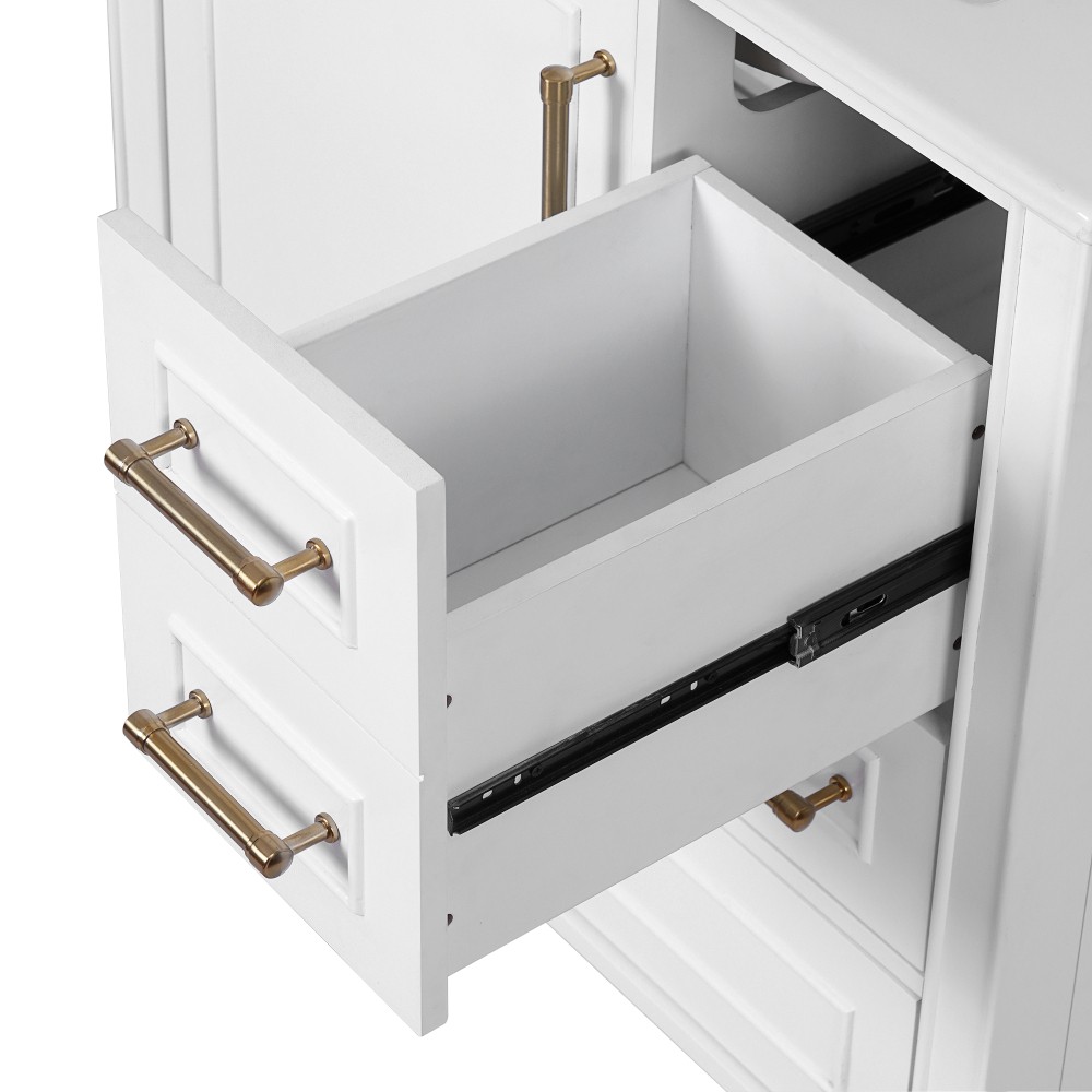 30″ Solid Wood Bathroom Vanity Ceramic Sink Soft Close Door Bath Storage Cabinet