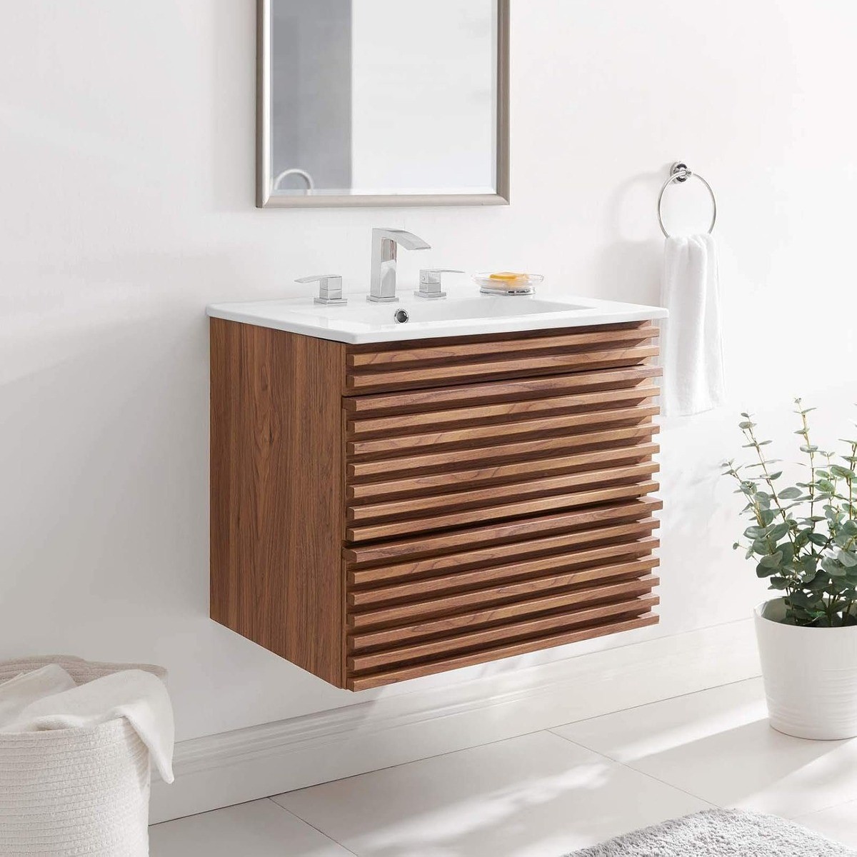 Modway Render 24″ Mid-Century Floating Bathroom Vanity