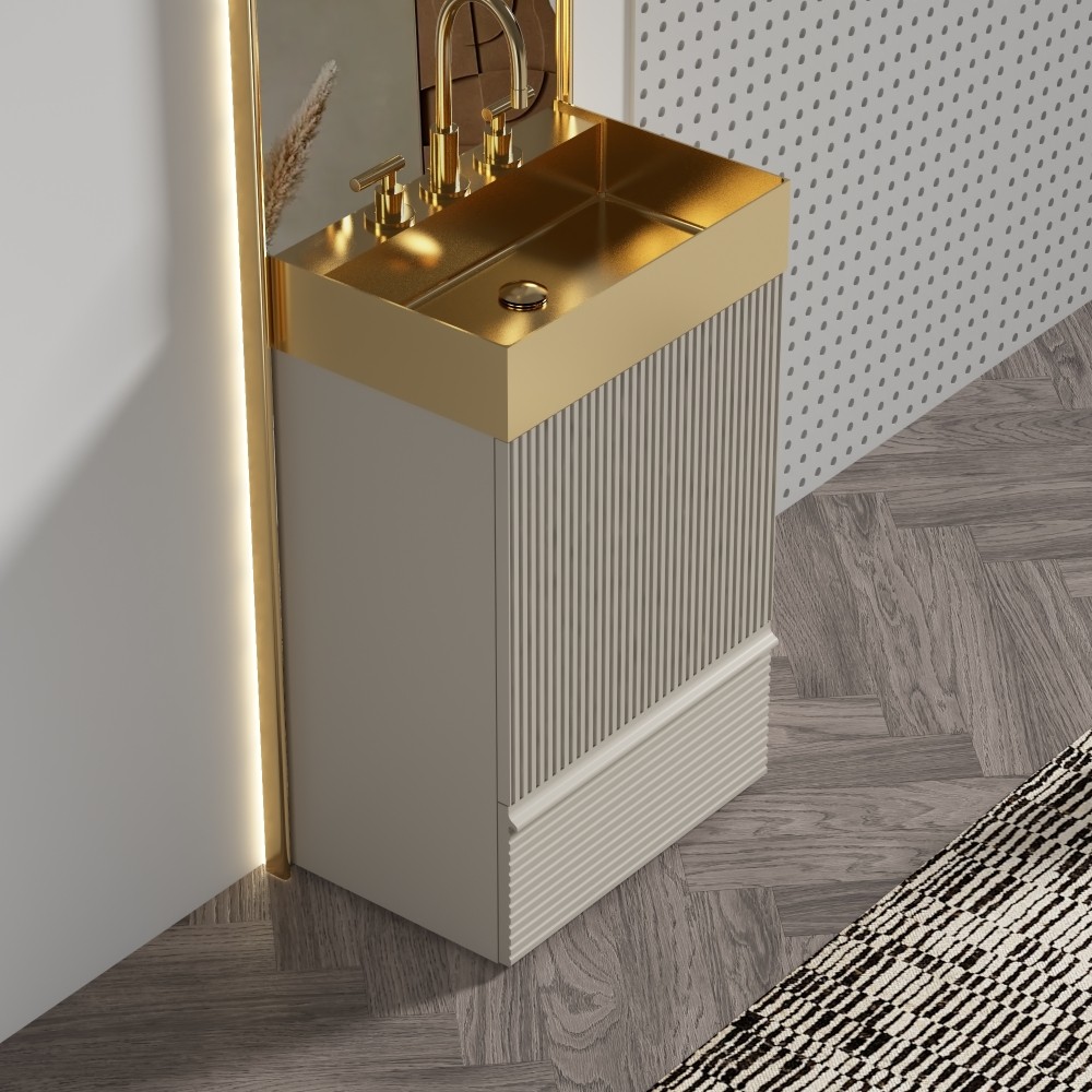 Bathroom Vanity with Sink Removable Design with Handle Features 3 Faucet Holes