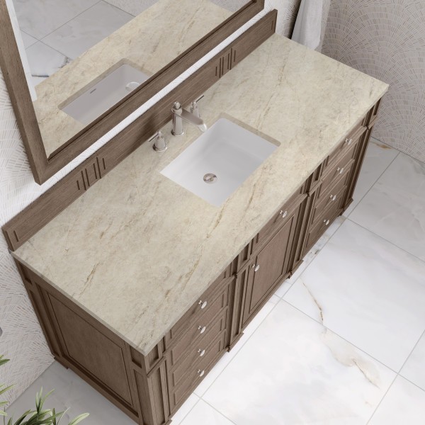 60″ James Martin Bristol 157-V60S-WW-3TJR Vanity Cabinet 3 CM Tajnar Eclos Top