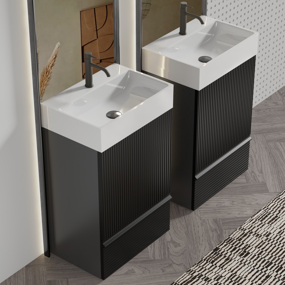 Bathroom vanity with ceramic sink