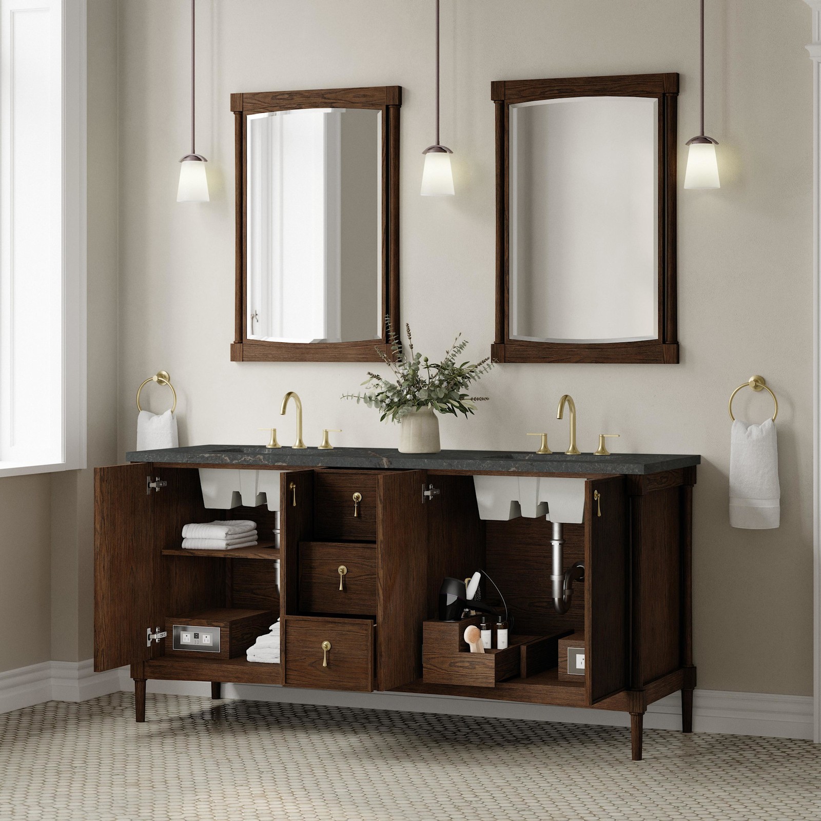James Martin Vanities D680-V72-FPBL Kinnsden 72″ – Sable Oak