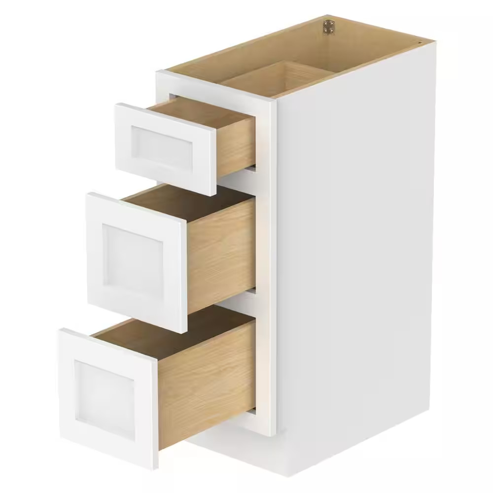 12 In. W X 21 In. D X 32.5 In. H 3-Drawers Bath Vanity Cabinet Only in White (Un