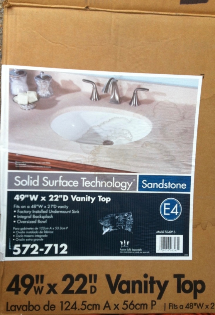 49″ Solid Surface Vanity Top Sandstone color w/ Undermount Sink – PICKUP ONLY
