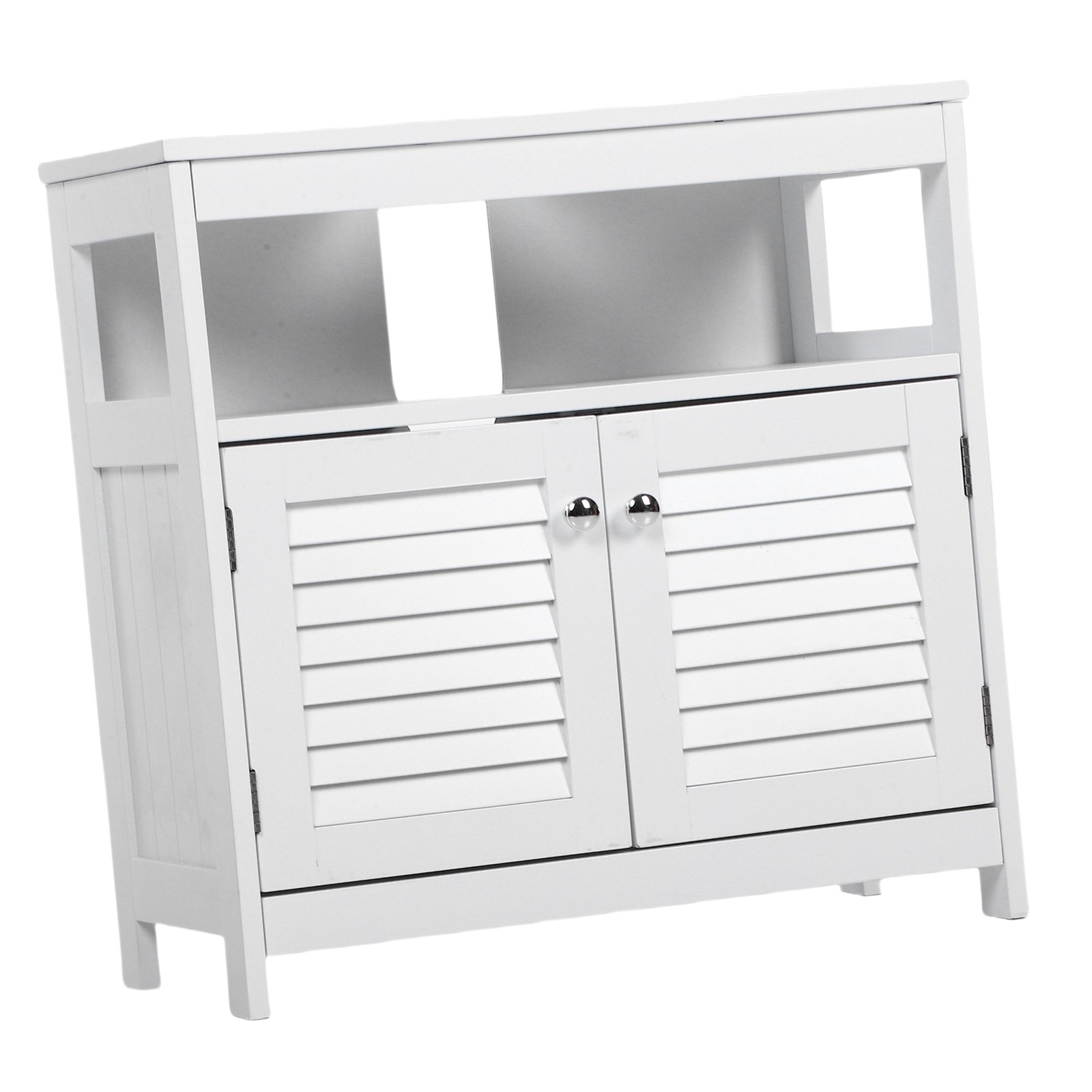 Bathroom Under Sink Storage Cabinet With 2 Doors Open Shelf White Furniture