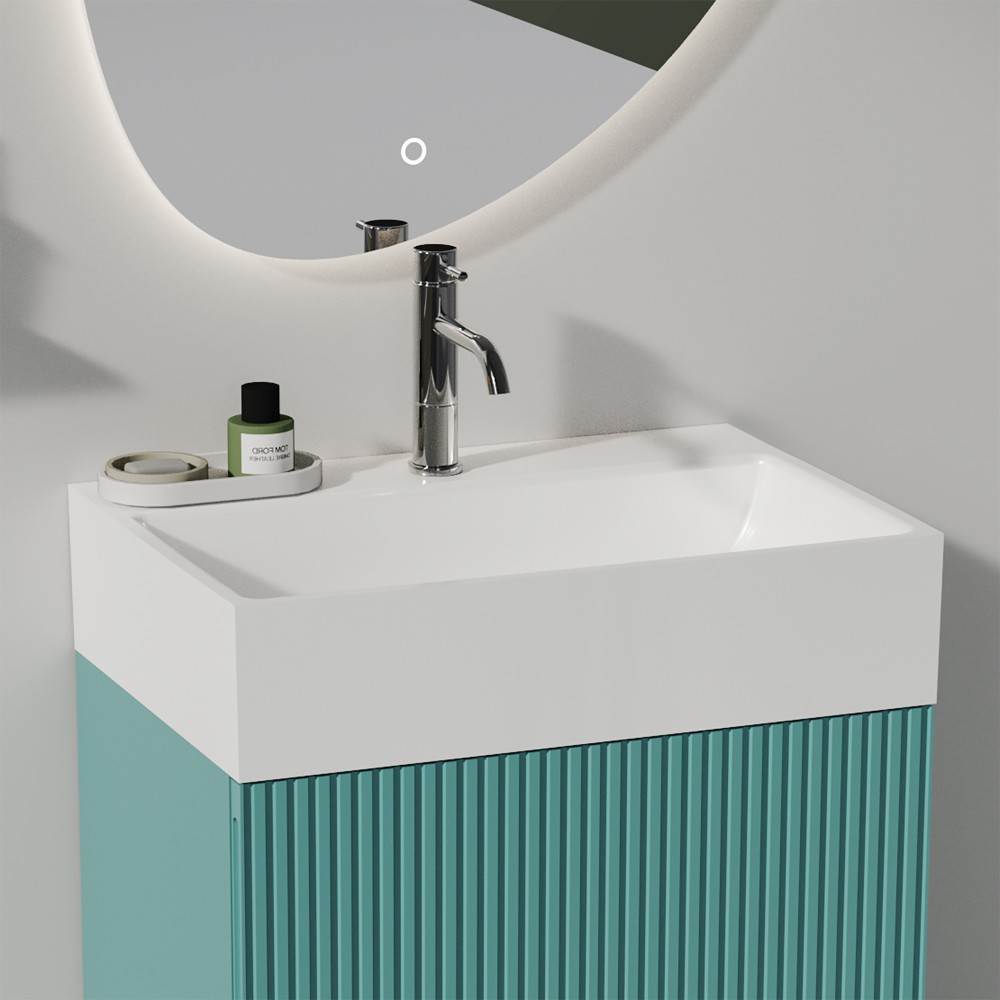 20″x14″ Gloss White Ceramic Bathroom Sink Integrated Design with 1 Faucet Hole