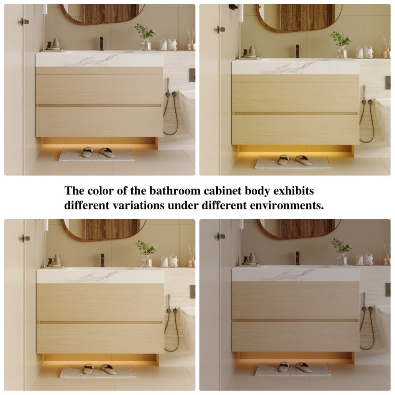 29.9″ Modern Floating Bathroom Vanity with Faux Marble Top and Ceramic Sink