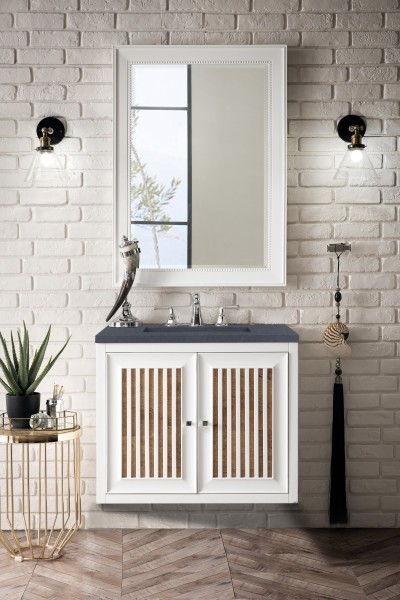 30″ James Martin Athens E645-V30-GW-3CSP Vanity Cabinet Charcoal Soapstone Top