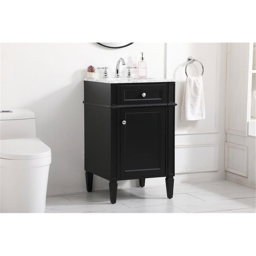 Elegant Decor Park Avenue 21″ Metal MDF Marble Single Bathroom Vanity in Black