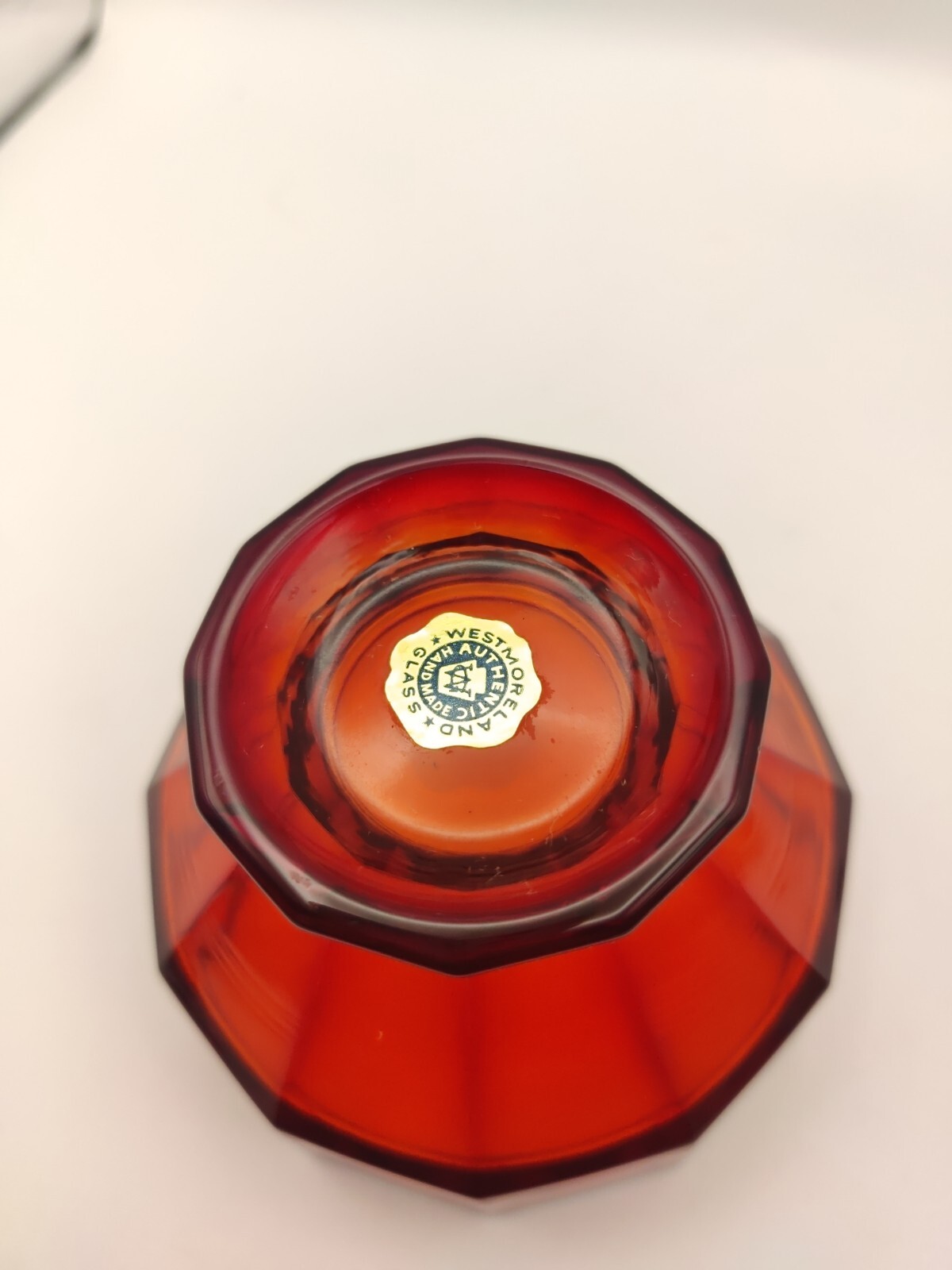 Westmoreland Round Lidded Hand-painted Red Glass Dish 1979