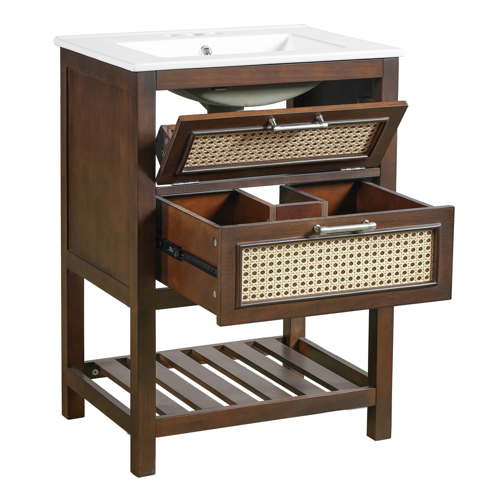 FUNIDEE 24″ Bathroom Vanity with Ceramic Sink Storage Cabinet with Single Sink