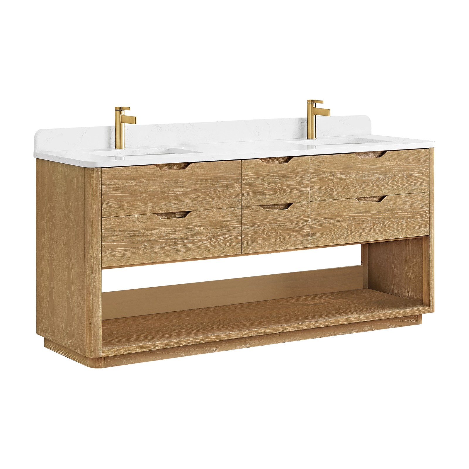 Harbin 72″ Double Bath Vanity in Washed Ash Grey with White Grain Stone Top