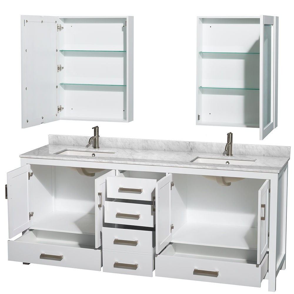 Wyndham Collection WCS141480DUNSMED Sheffield 80″ – Espresso / White Carrara