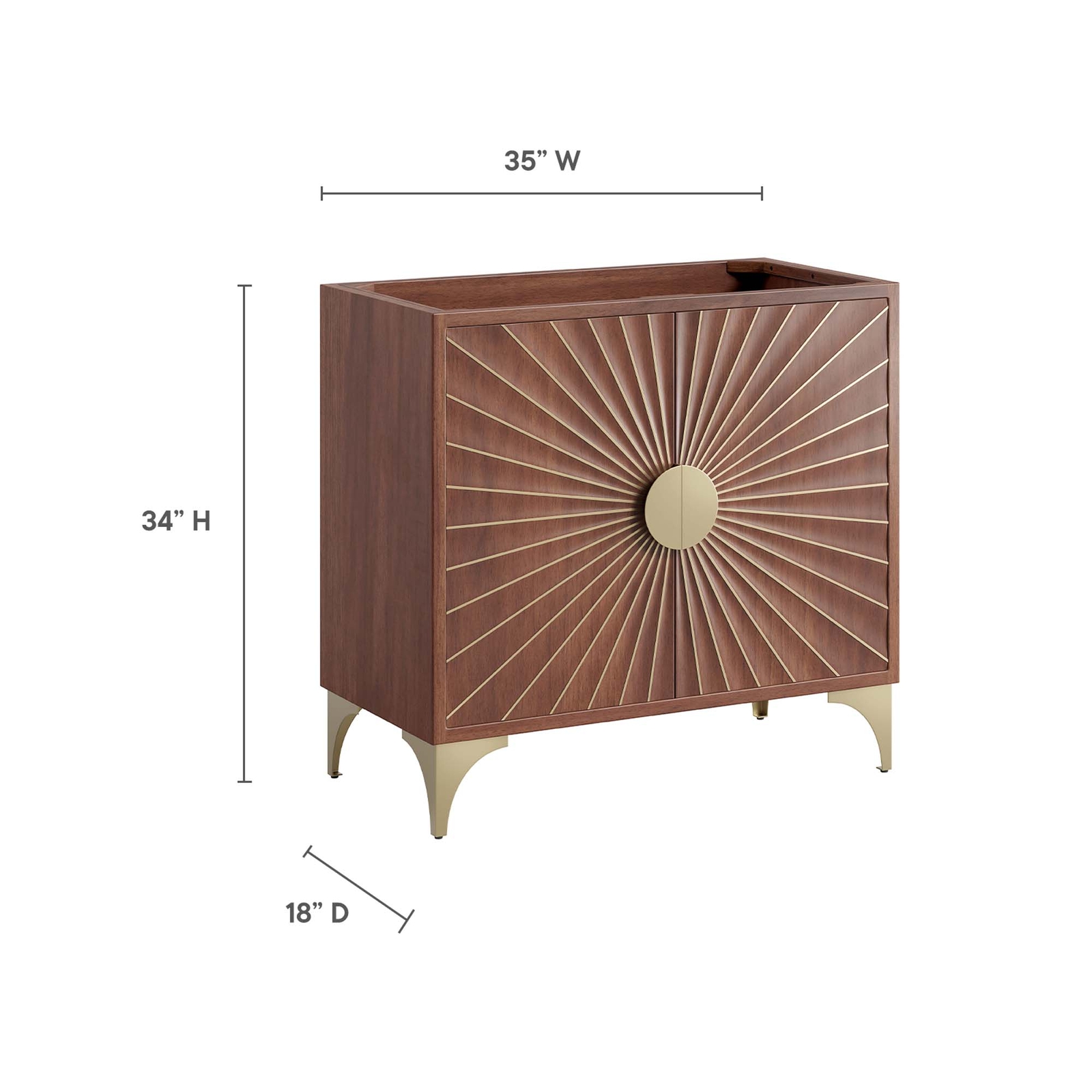 Modway Daylight 36″ Bathroom Vanity Cabinet in Walnut – Sink Basin Not Included