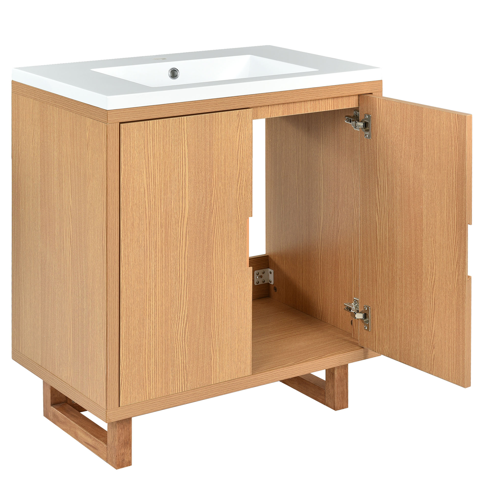 30 Inch Floor Mount Vanity Cabinet Resin Sink Bathroom Furniture Set Storage