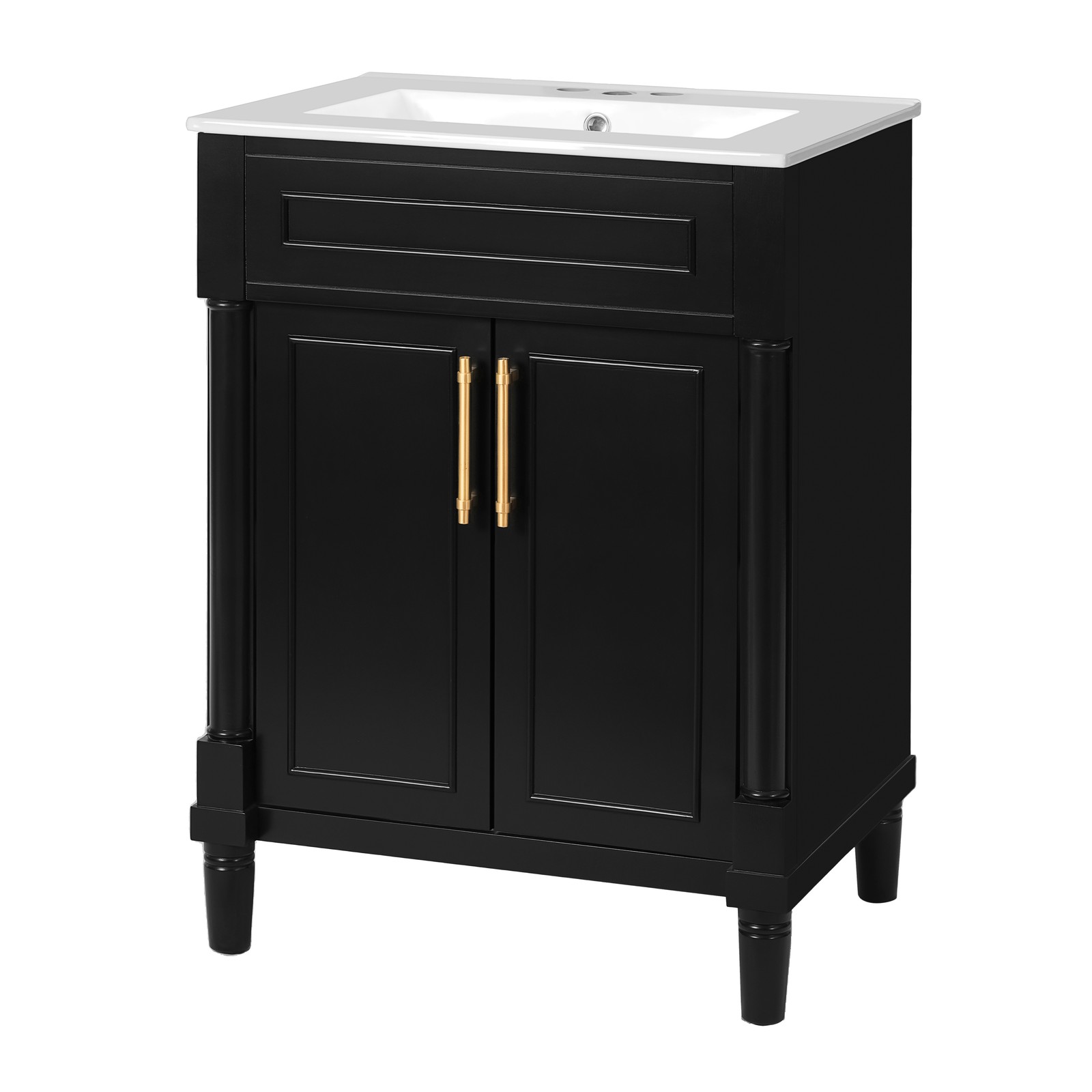 Minimalist 24in Bathroom Vanity with Half-Moon Sink & Storage