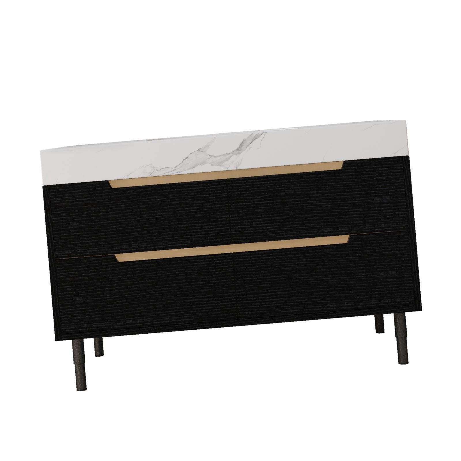Solid Wood Waterproof Bathroom Vanity with Sintered Stone Top Modern Ceramic