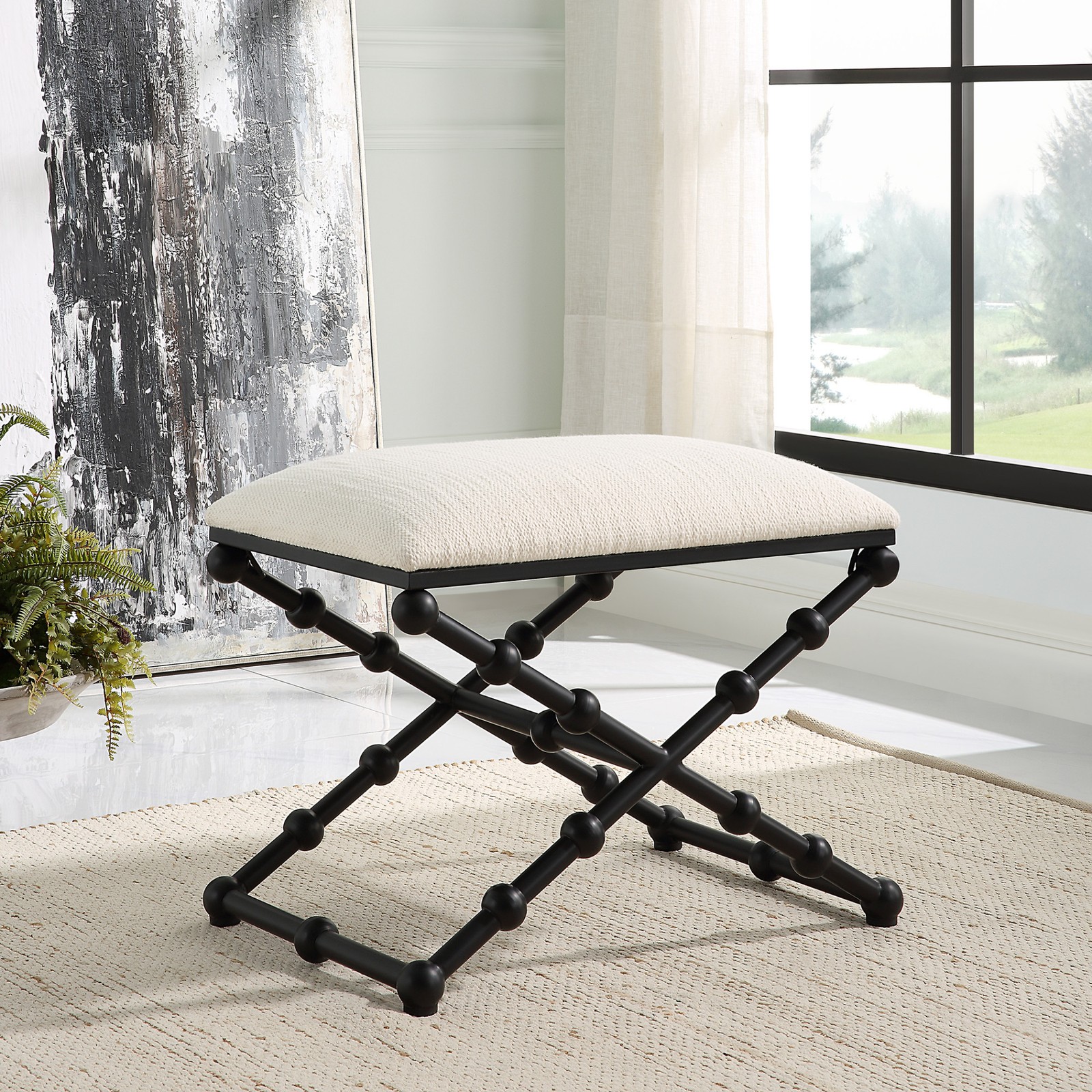 Uttermost 23782 Iron 24″W Iron Accent Stool – Black