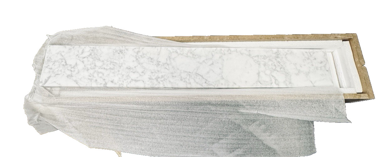 27-5/8″ x 4″ x 11/16 thick White Marble Back Splash Shelf