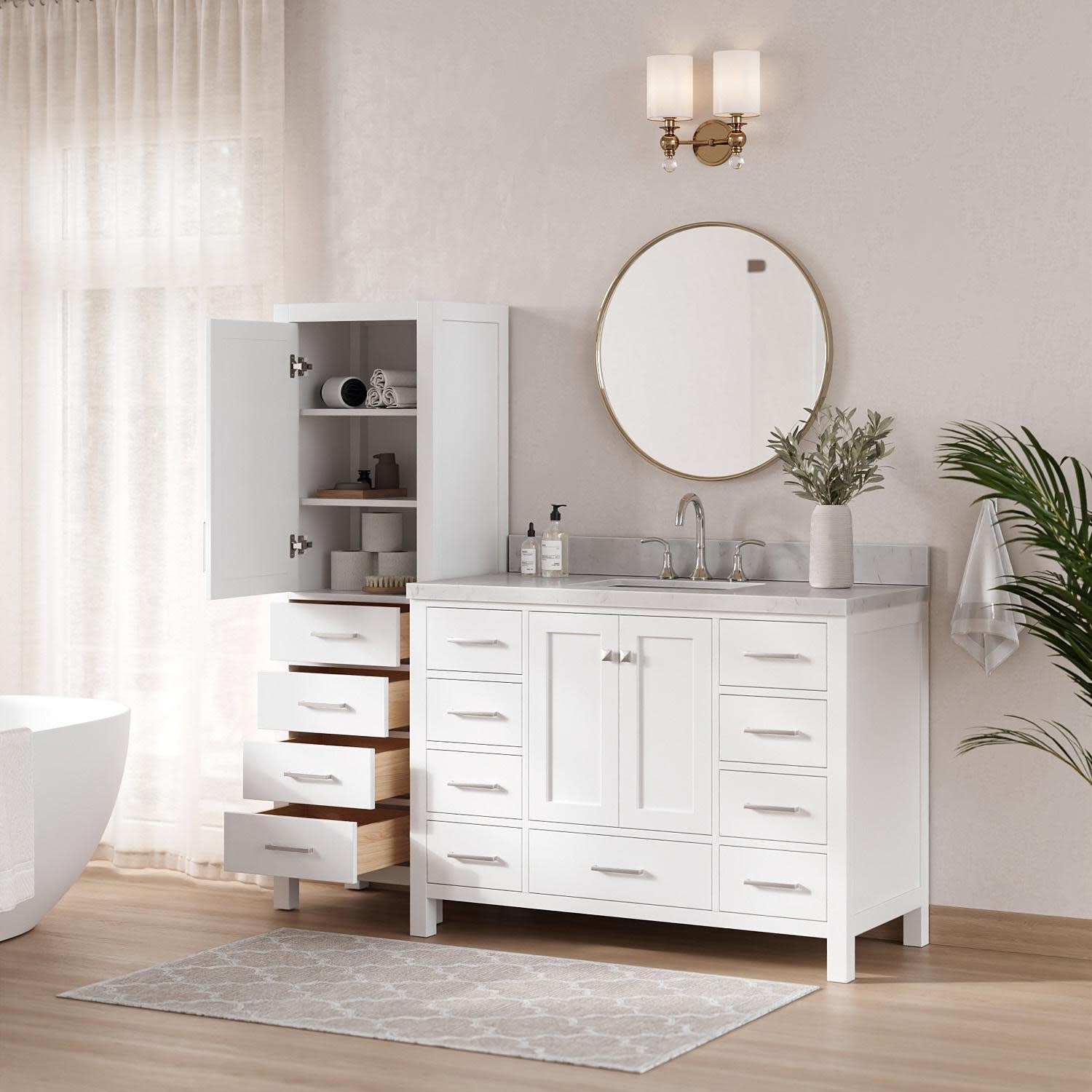 Ariel A048SCQRVO-LC Cambridge 68″ – Grey / Carrara White Quartz Top / Brushed
