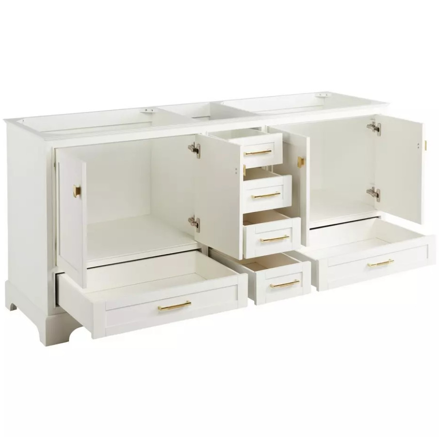 Signature Hardware 72″ Quen Double Vanity Cabinet – Soft White (Cabinet Only)