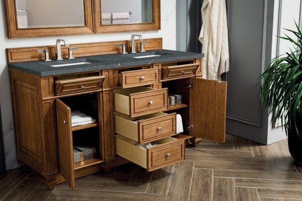 60in James Martin Bristol 157-V60D-SBR-3PBL Parisien Bleu Sileston Double Vanity