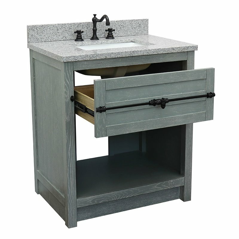 Plantation Single Rectangle Sink Solid Wood Vanity in Gray Ash