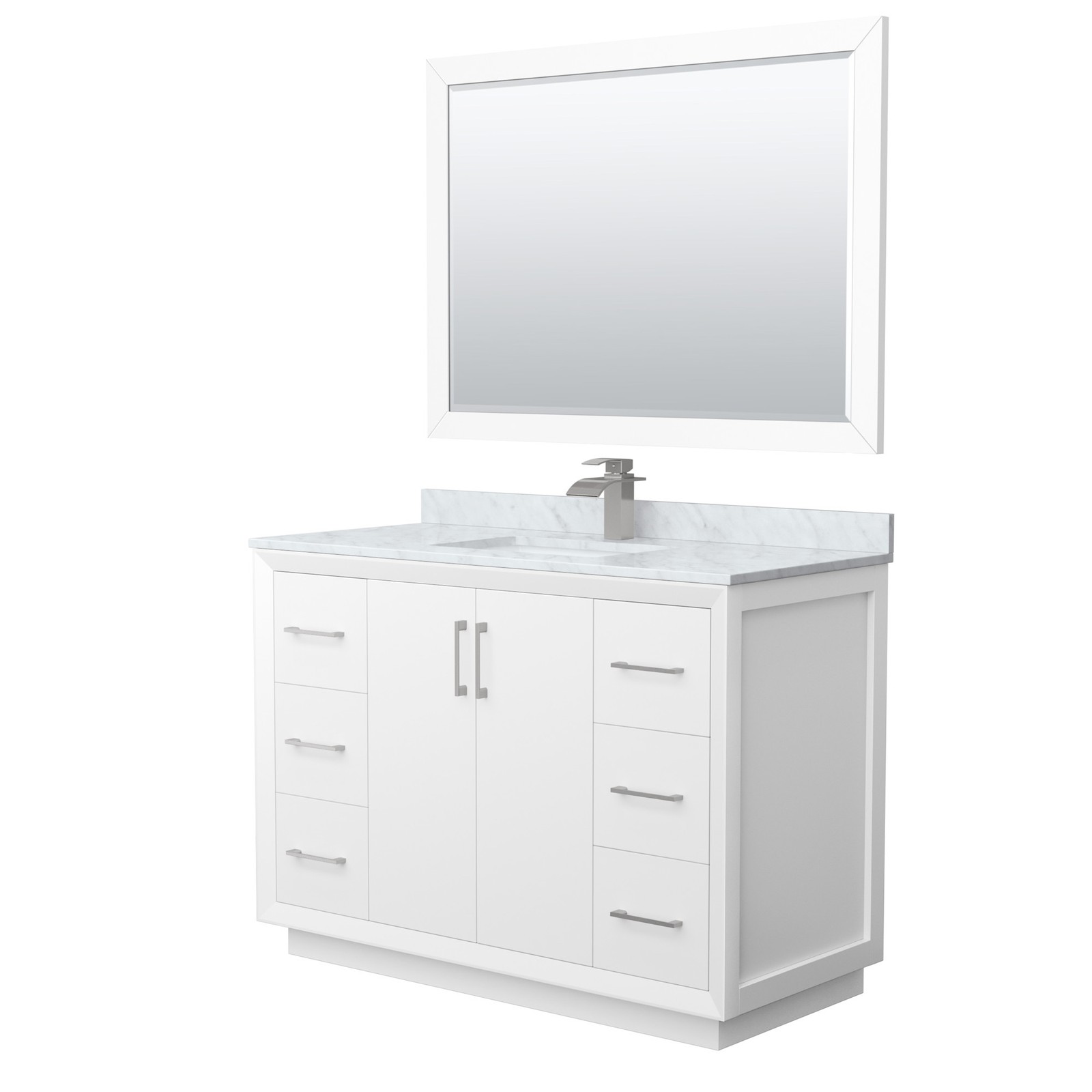 Wyndham Collection WCF414148S-NAT-UNSM46 Strada 48″ – White / Brushed Nickel