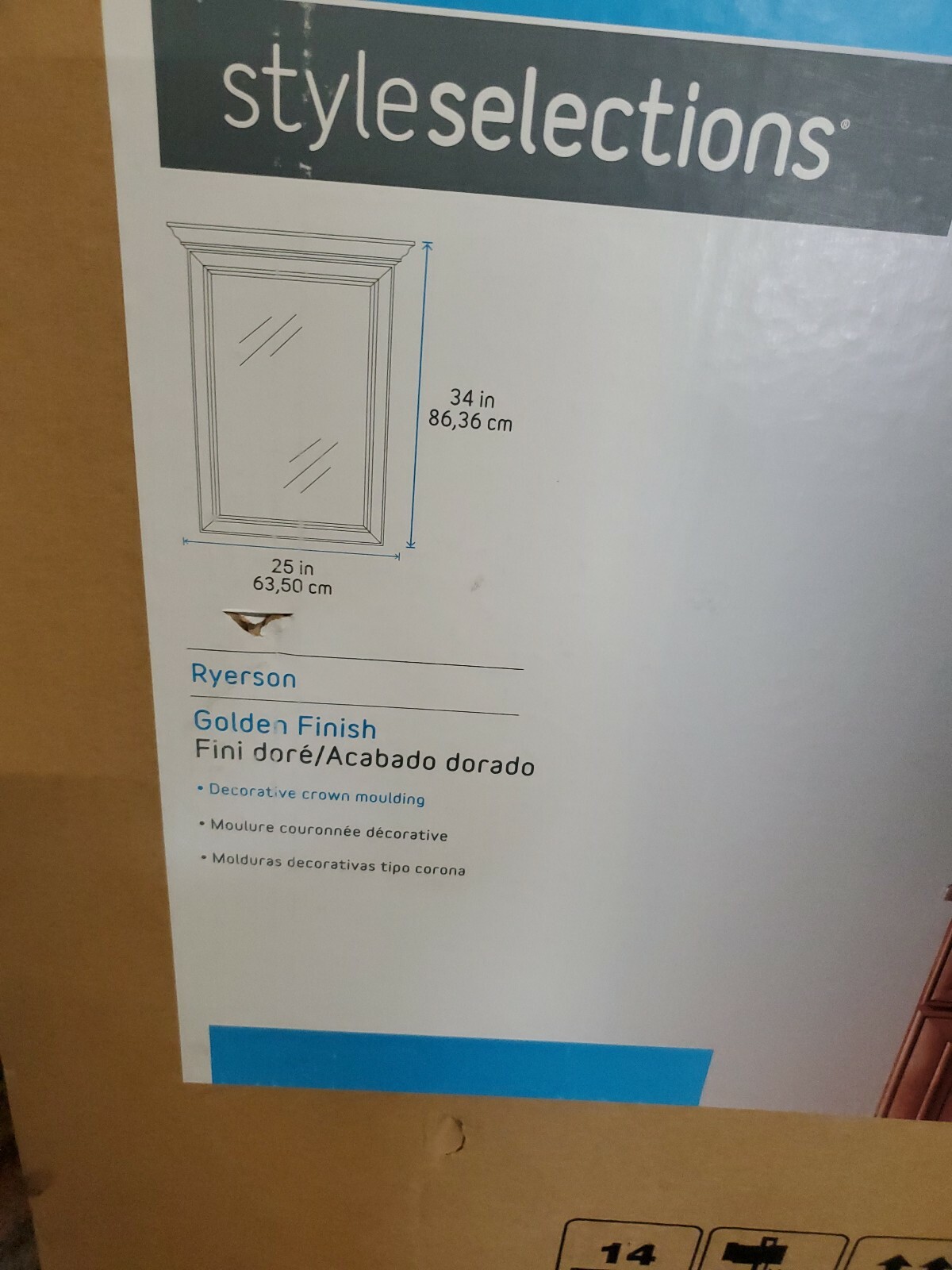Style Selections Ryerson 25-in W x 34-in H Golden Rectangular Bathroom Mirror