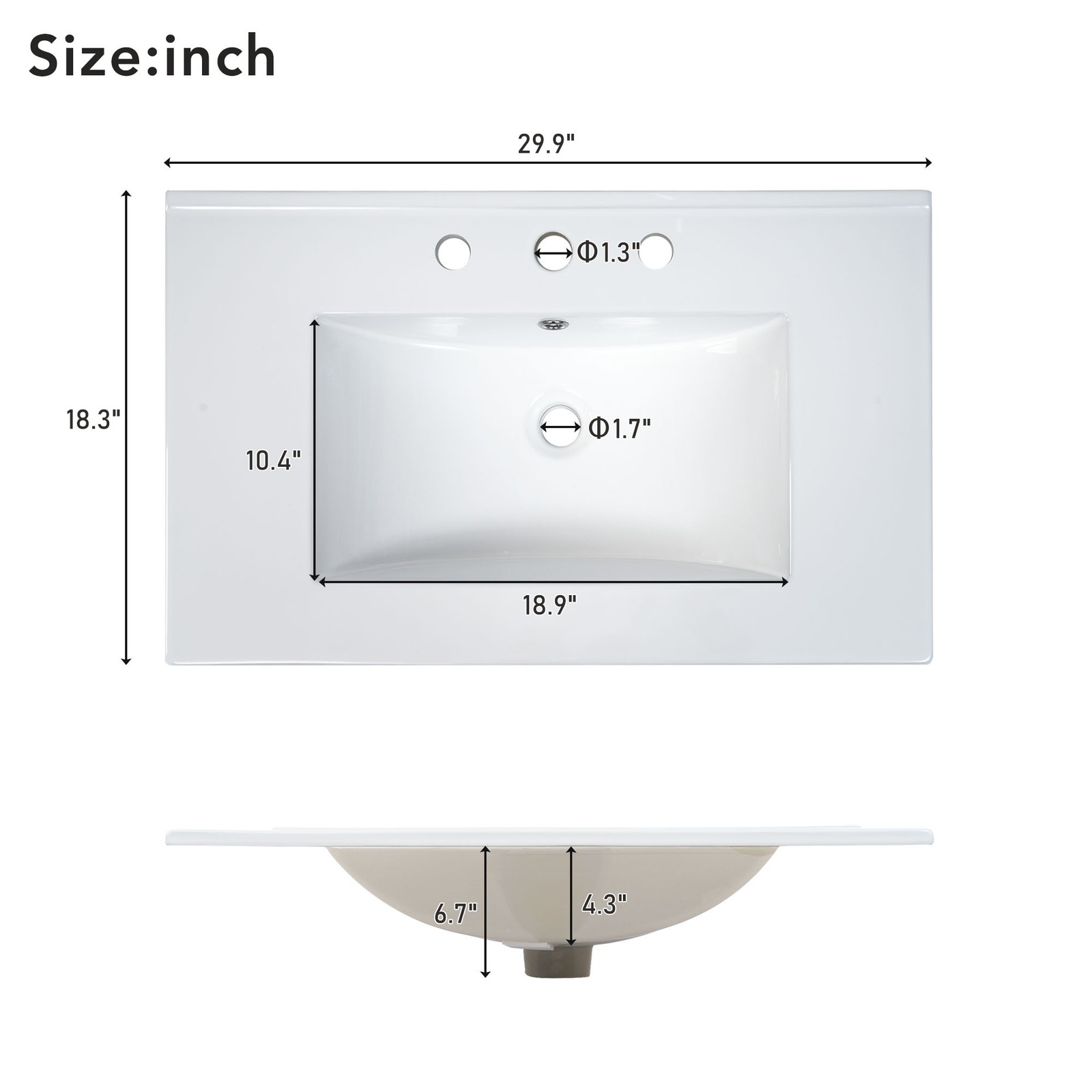 30″ Bathroom Vanity with Rattan Doors, Ceramic Basin, Soft-Close