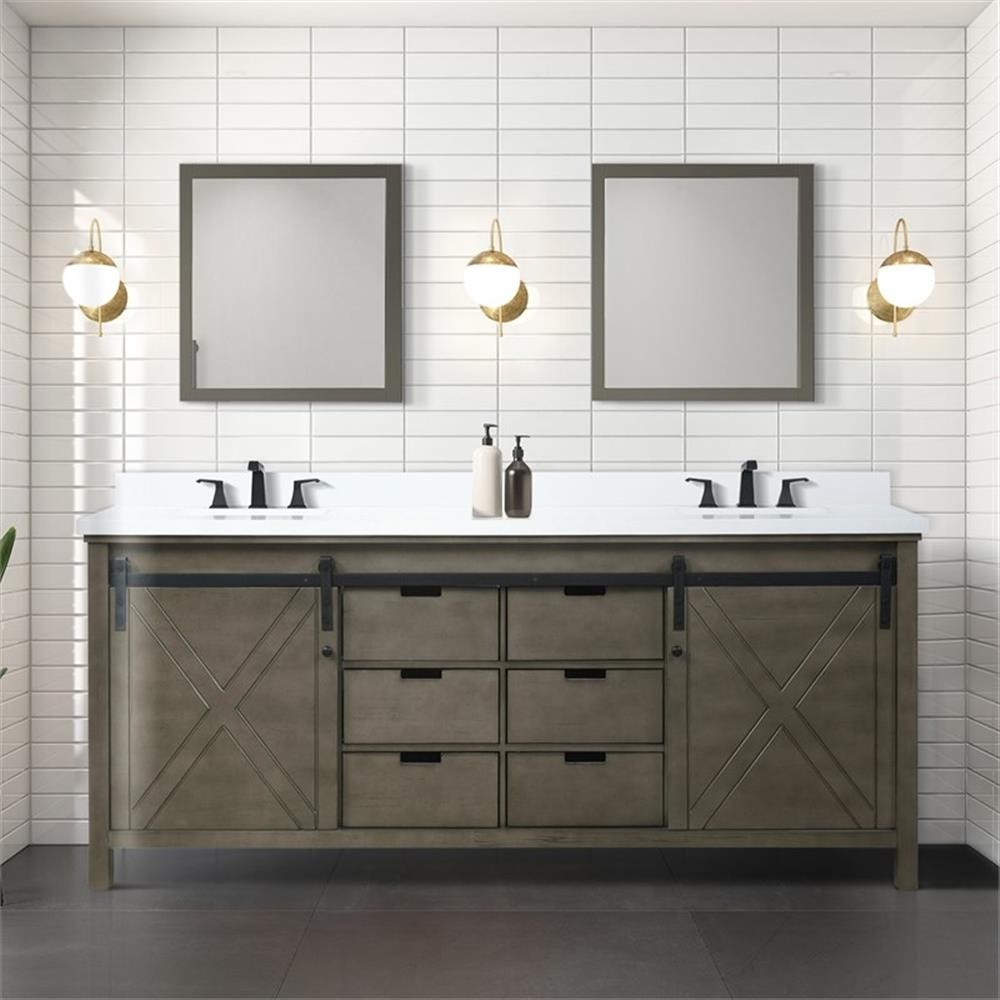 Lexora Home Marsyas 80″ Vanity Cabinet in Rustic Brown