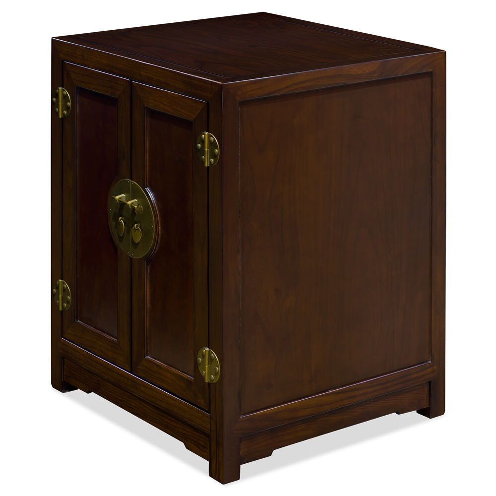 US Seller – Dark Espresso Elmwood Small Chinese Ming Vanity Cabinet