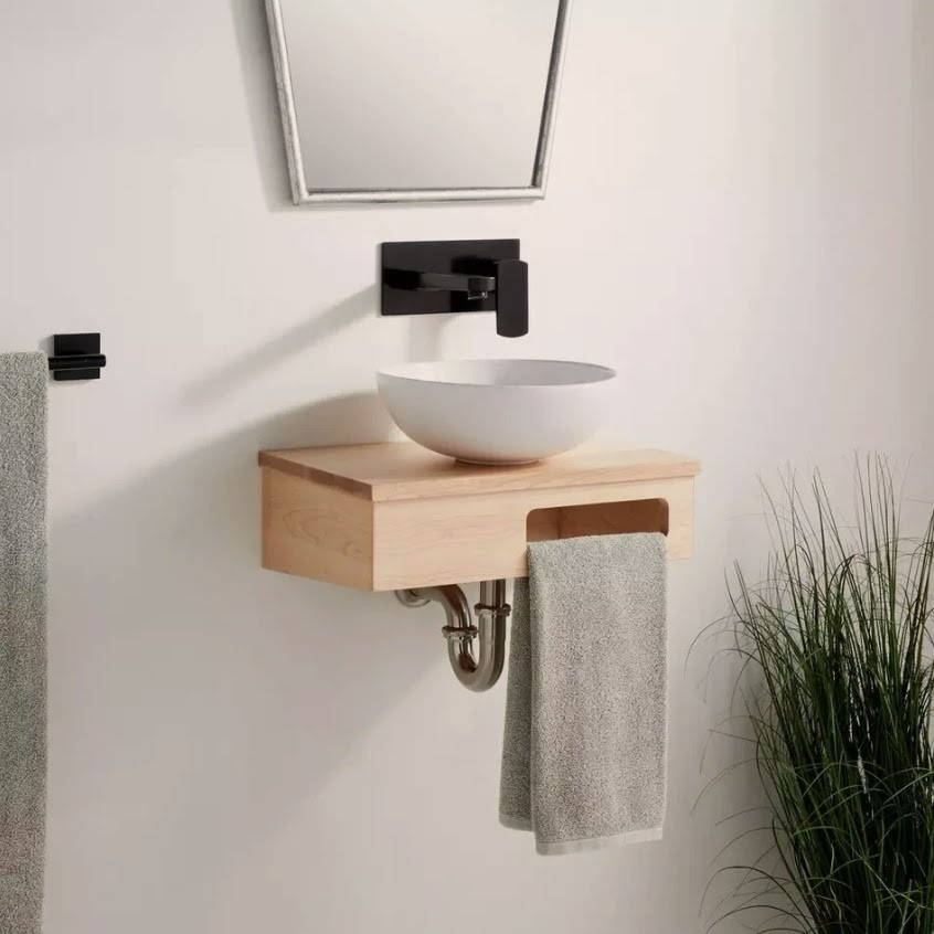 Signature Hardware Nadiya 18″ Wall-Mount Vanity Set, Unfinished Maple