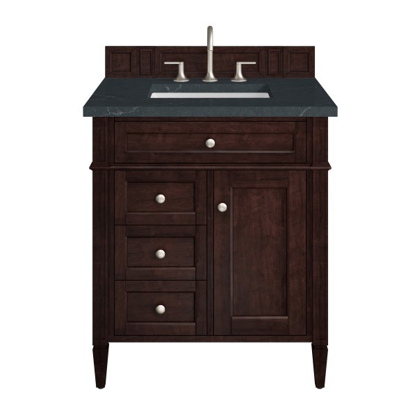30″ James Martin Brittany 650-V30-BNM-3CSP Vanity Cabinet Charcoal Soapstone Top