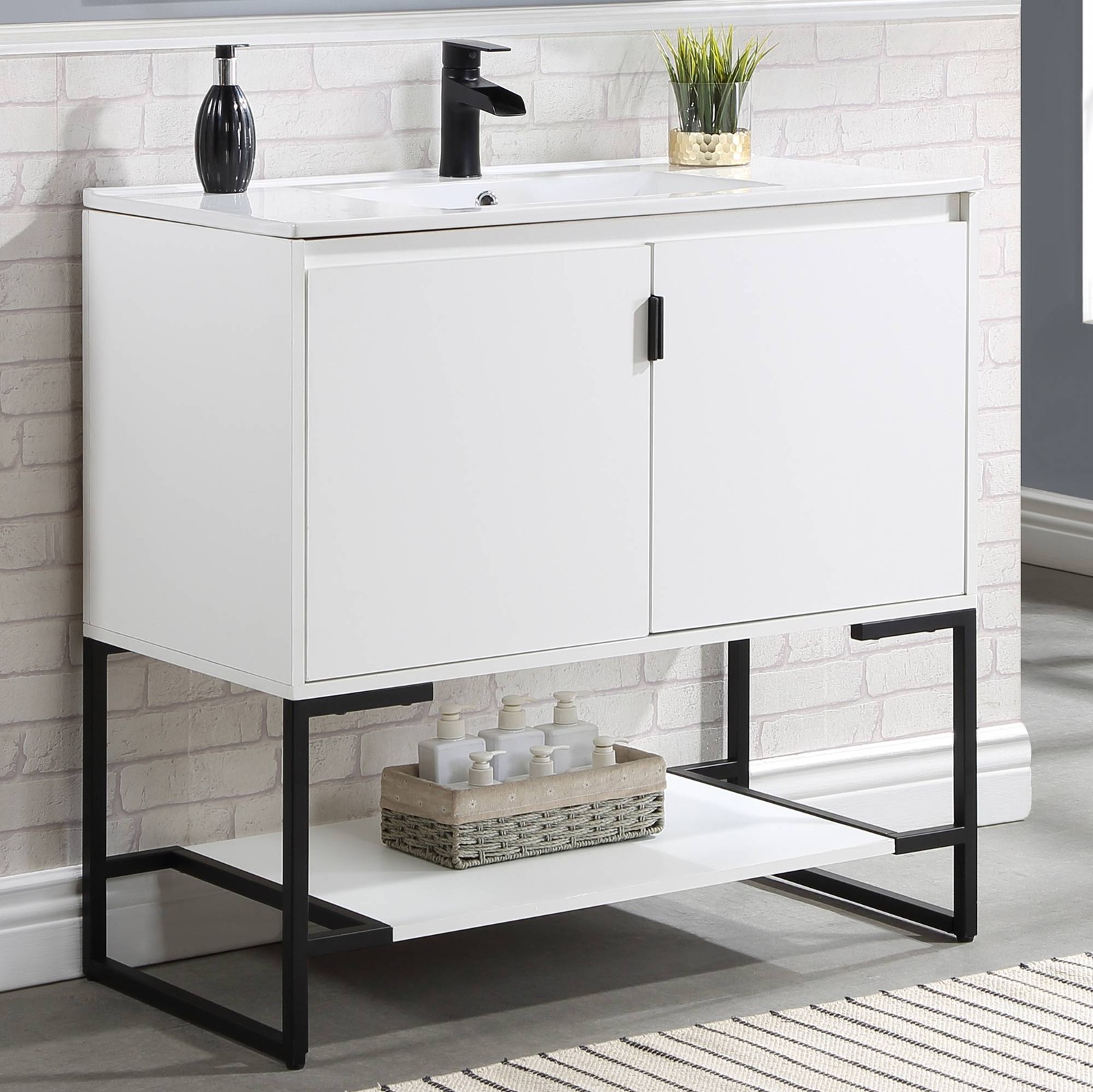 Scarsdale 36″ Wide Melamine White Bathroom Vanity Sink