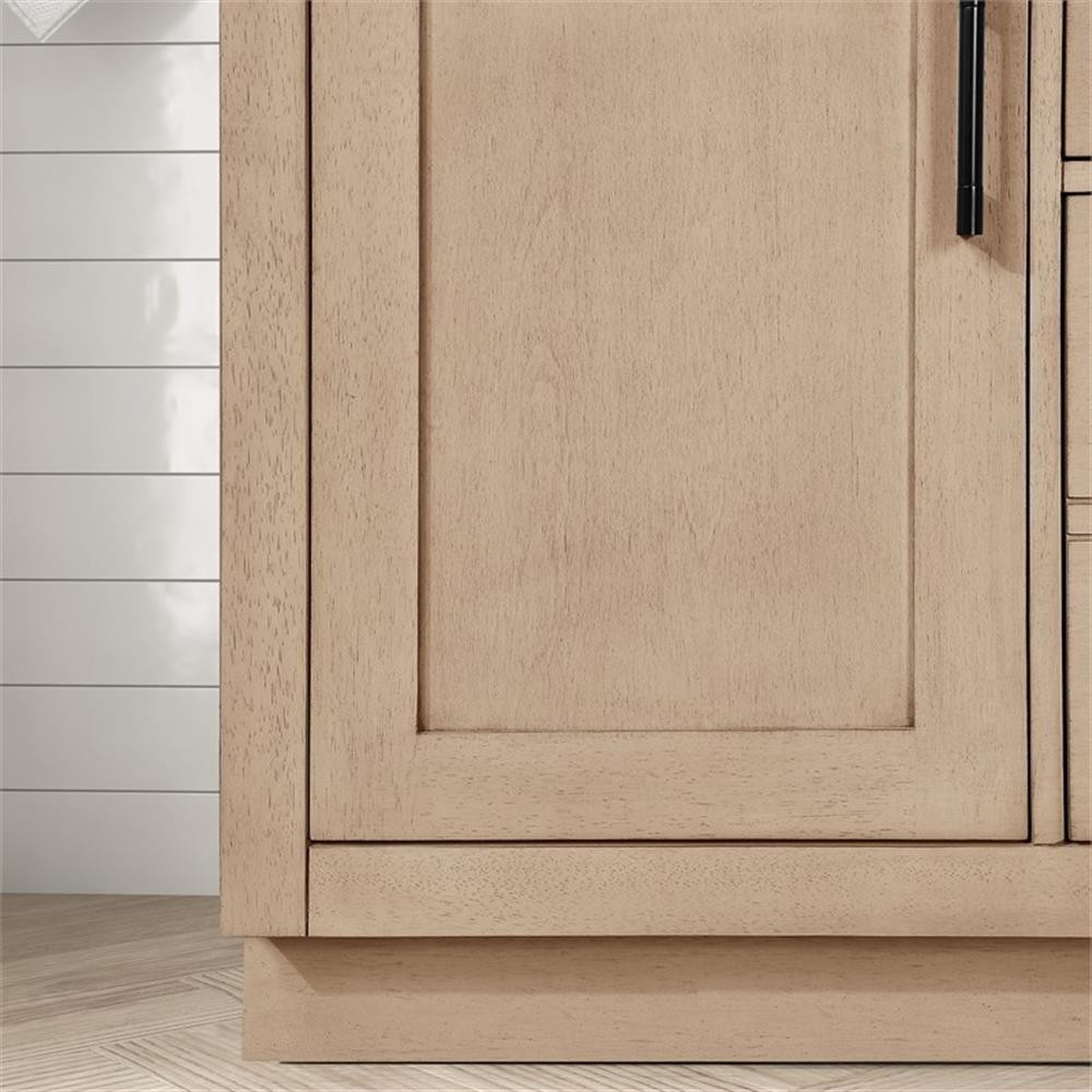 Pemberly Row 48″ Bathroom Vanity in Sahara Birch with White Countertop