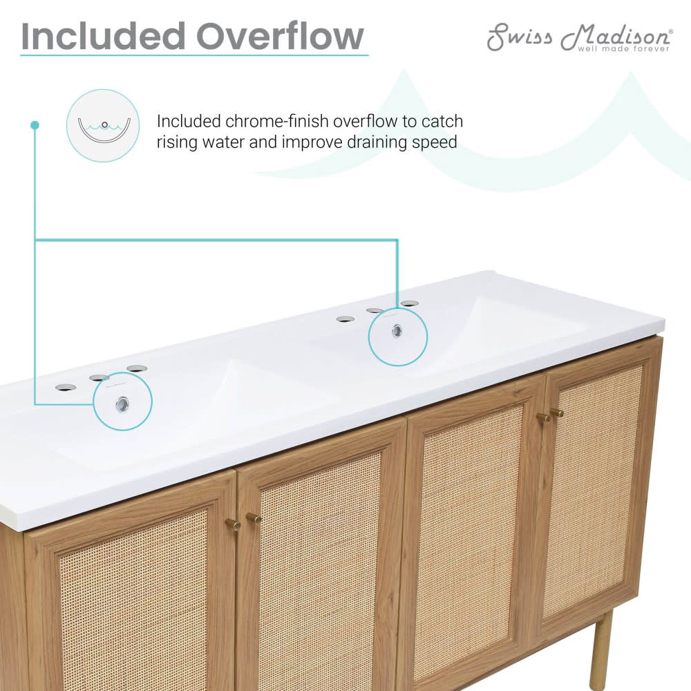 Swiss Madison SM-BV666D-3 Classe 60″ – Golden Oak / White